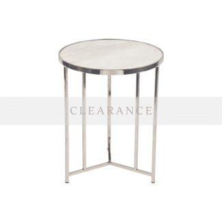White Marble & Nickel Frame Circular Side Table