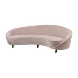 Curved Taupe Velvet Sofa