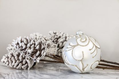 Luxurious Matt Ivory Glitter Bauble
