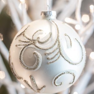 Luxurious Matt Ivory Glitter Bauble