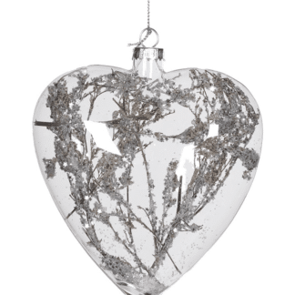 Clear Heart Frozen Twig Bauble