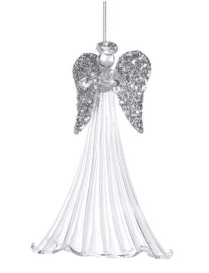 Glass Fluted Skirt Angel Tree Decoration