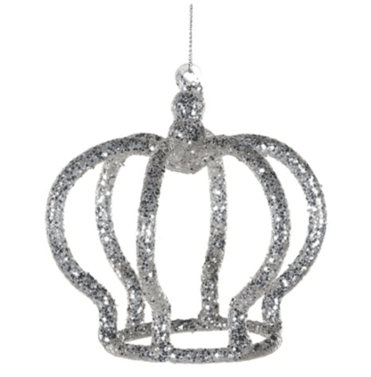 Silver Glitter Hanging Crown Tree Decoration