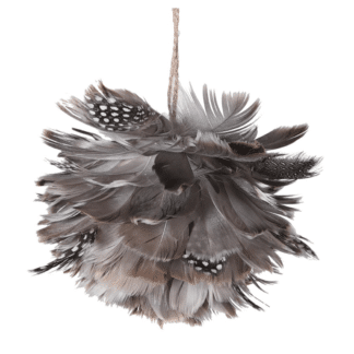 Taupe & Grey Feather Ball Bauble