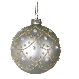 Beaded Scalloped Grey Bauble.