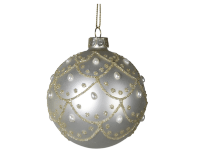 Beaded Scalloped Grey Bauble.