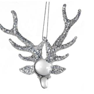Glittery Glass Hanging Deer Head