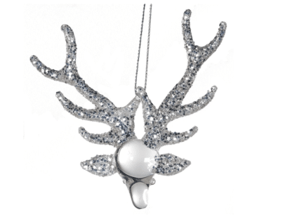 Glittery Glass Hanging Deer Head