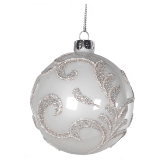 Ivory Glittery Swirl Bauble