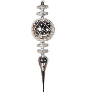 Large Silver Finial with Pearl Drops