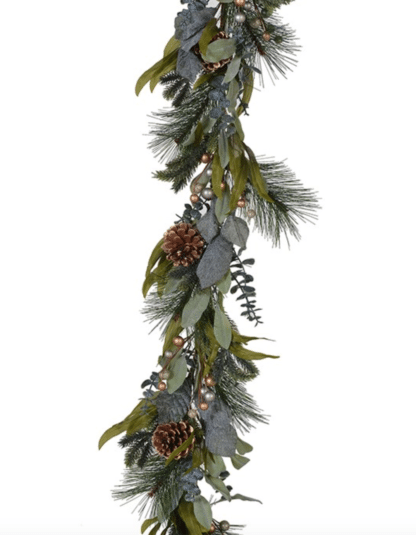 Gold Berry, Pinecone and Mixed Green Garland