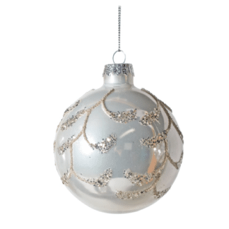 Silver Bauble With Glitter