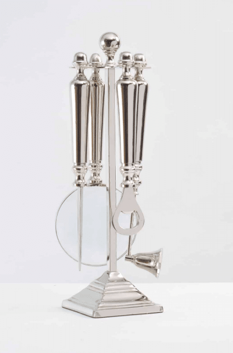 silver set of desk accessories