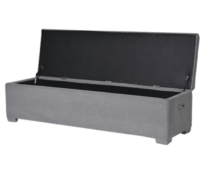 Grey Linen Button Ottoman