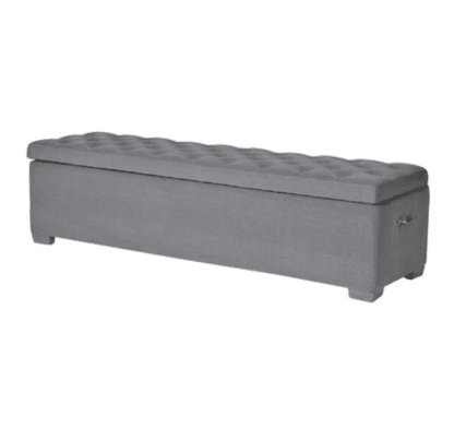 Grey Linen Button Ottoman