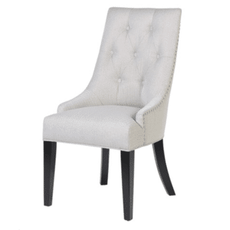 Square Knocker Chair in a Taupe Chevron Linen