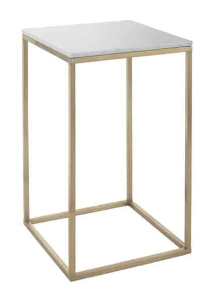 Gold Side Table With White Marble Top