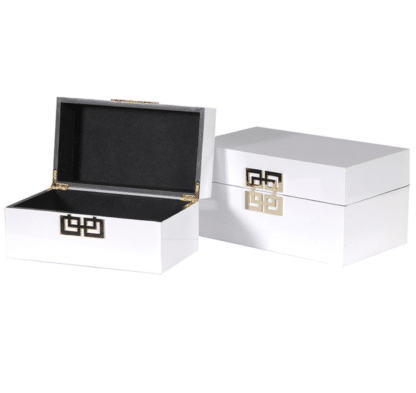 Decorative White Boxes With Gold Clasp