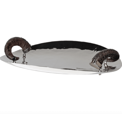 Horn handled silver dish tray