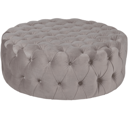 Taupe velvet buttoned ottoman