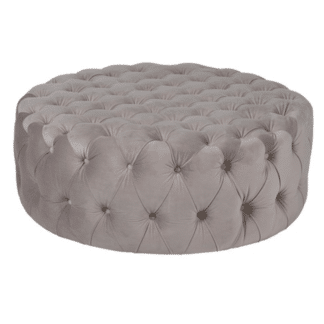 Taupe velvet buttoned ottoman