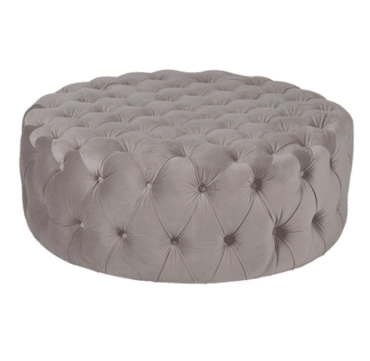 Taupe velvet buttoned ottoman