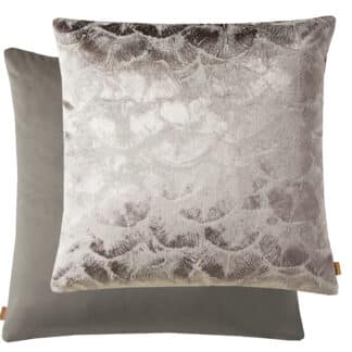 ivory cushion in textured fabric with velvet