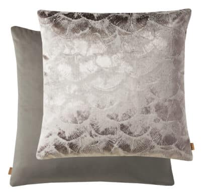 ivory cushion in textured fabric with velvet