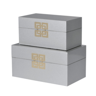 2 Light Grey Box With Gold Detail