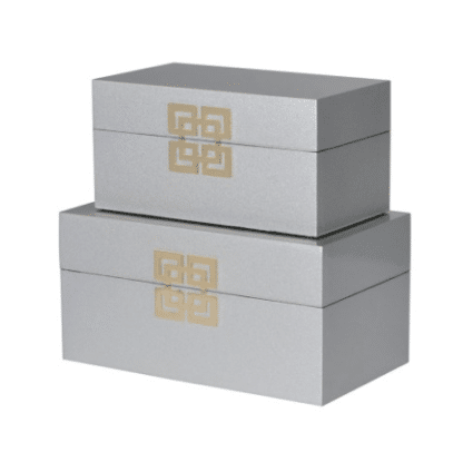 2 Light Grey Box With Gold Detail