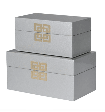 2 Light Grey Box With Gold Detail