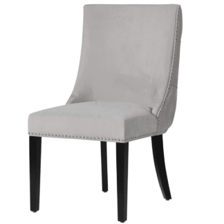Grey Studded, Velvet Dining Chair