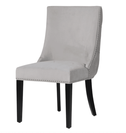 Grey Studded, Velvet Dining Chair