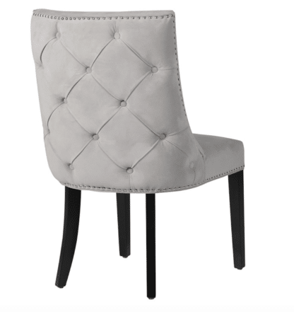 Grey Studded, Velvet Dining Chair