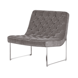 Taupe Buttoned Mink Velvet Chair