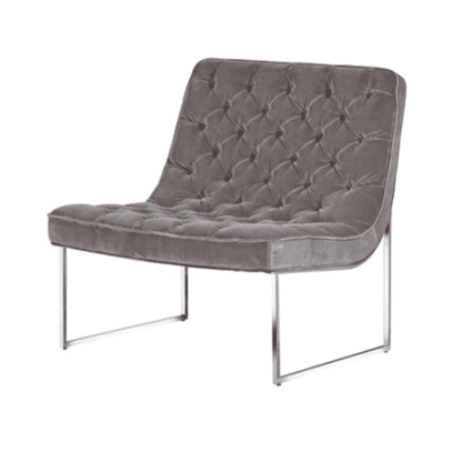 Taupe Buttoned Mink Velvet Chair