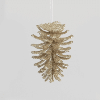 Champagne Glitter Hanging Pine Cone