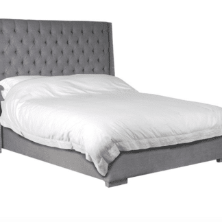 Grey Linen Studded Bed