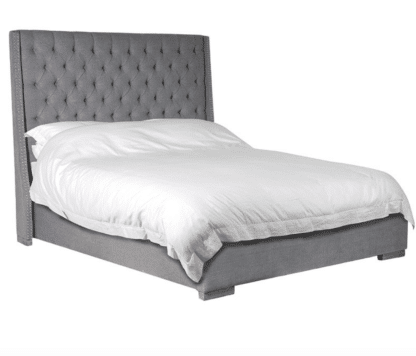 Grey Linen Studded Bed