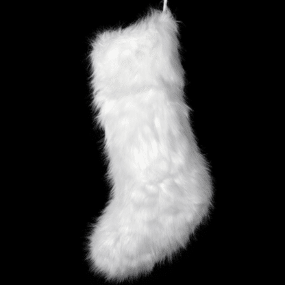 white faux fur Christmas stocking