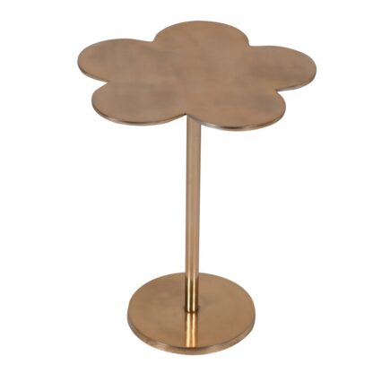 Clover Leaf Shaped Top Side Table In A Brushed Gold Finish