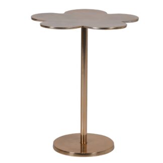 Clover Leaf Shaped Top Side Table In A Brushed Gold Finish