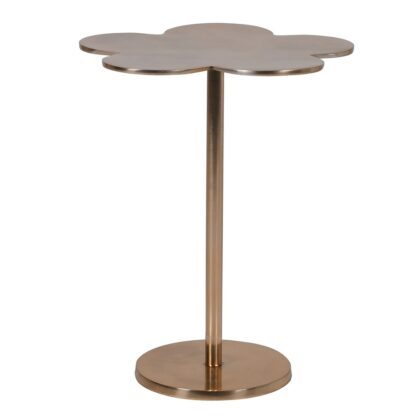 Clover Leaf Shaped Top Side Table In A Brushed Gold Finish