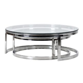 Round Glass Coffee Table - Set Of 2