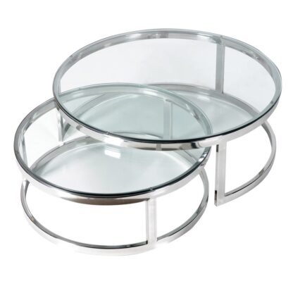 Round Glass Coffee Table - Set Of 2