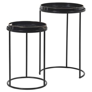 Black marble effect side tables