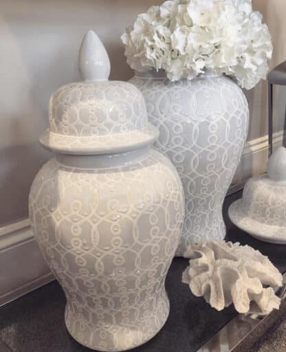 White Patterned Decorative Jar