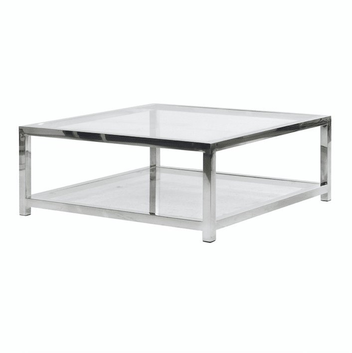 Maddox Glass Chrome Coffee Table, Cheltenham Glass And Steel Coffee Table