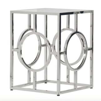 Square Steel & Glass Side Table