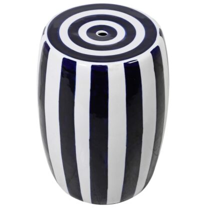 white blue ceramic stool